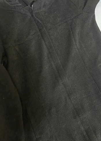 Siyah Uzun Kadın Kaban Kadife - Görsel 2