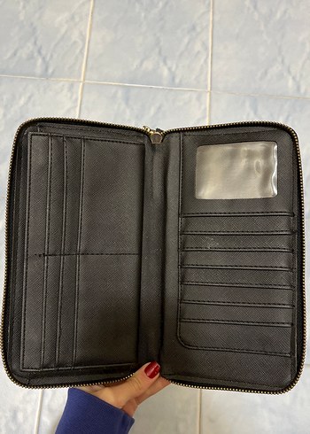 Kadın Siyah Deri Fermuarlı Clutch Cüzdan - Görsel 3