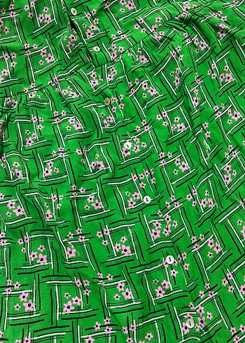 Yeşil Desenli gömlek bluz - Görsel 4