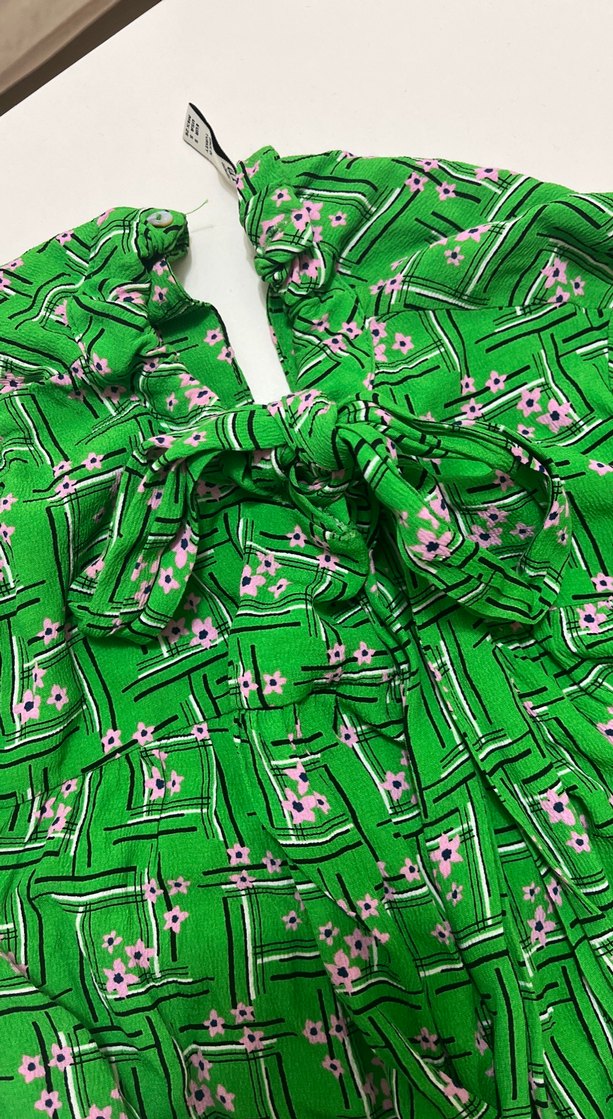 Yeşil Desenli gömlek bluz - Görsel 3