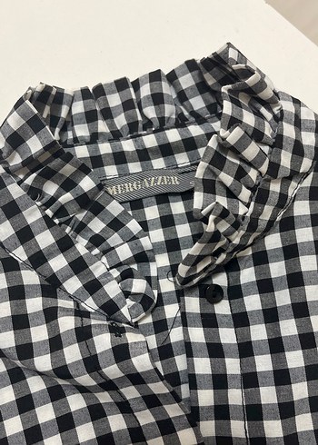 Gri Ekose Uzun Kollu Kadın Gömlek - Görsel 3