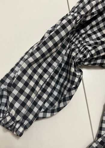 Gri Ekose Uzun Kollu Kadın Gömlek - Görsel 2