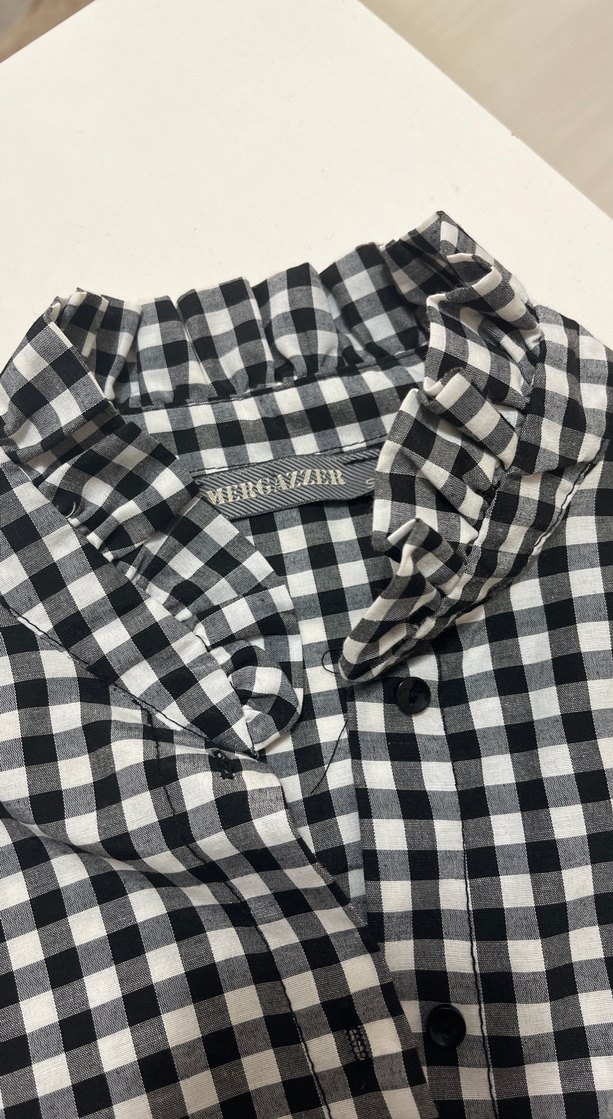 Gri Ekose Uzun Kollu Kadın Gömlek - Görsel 3