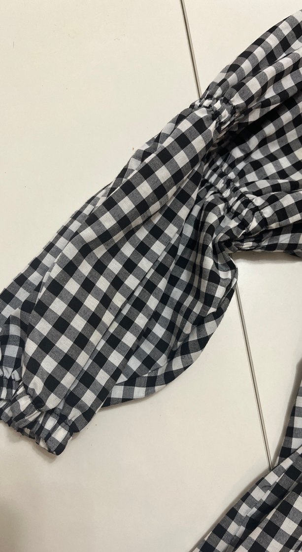 Gri Ekose Uzun Kollu Kadın Gömlek - Görsel 2