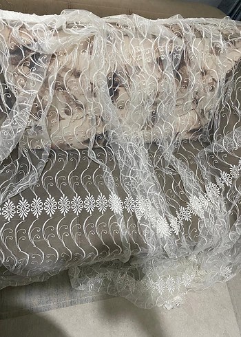 Nakışlı Bohem Tarzı Beyaz Tül Perde - Görsel 2