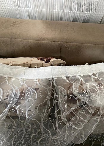 Nakışlı Bohem Tarzı Beyaz Tül Perde - Görsel 3