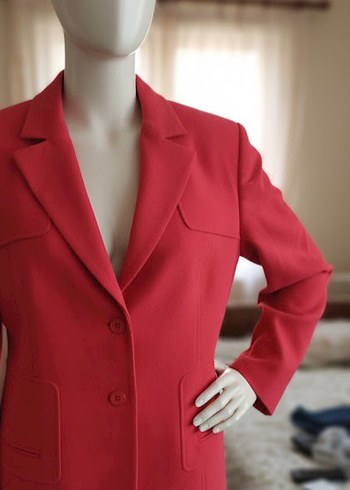 Nar Çiçeği Rengi  Düğmeli Kadın Blazer Ceket - Görsel 2