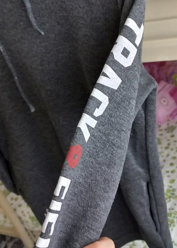 universal Beden gri Renk Gri Kapüşonlu Kadın Sweatshirt