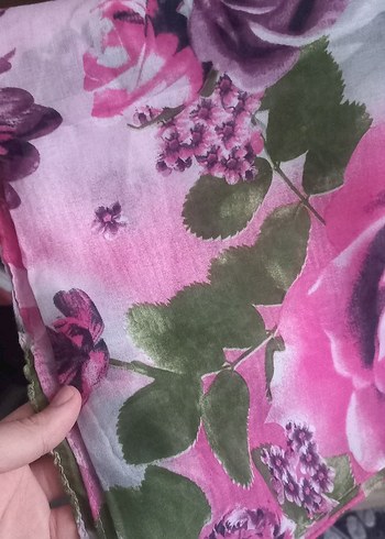 Pembe çiçekli Kadın Fular yazma tülbent