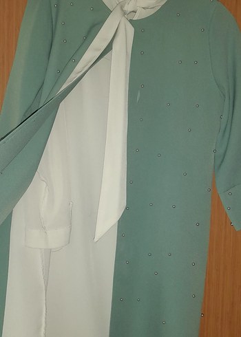 Nakışlı Uzun Kollu Bej Kadın gömlekli tunik/Gömlek - Görsel 3