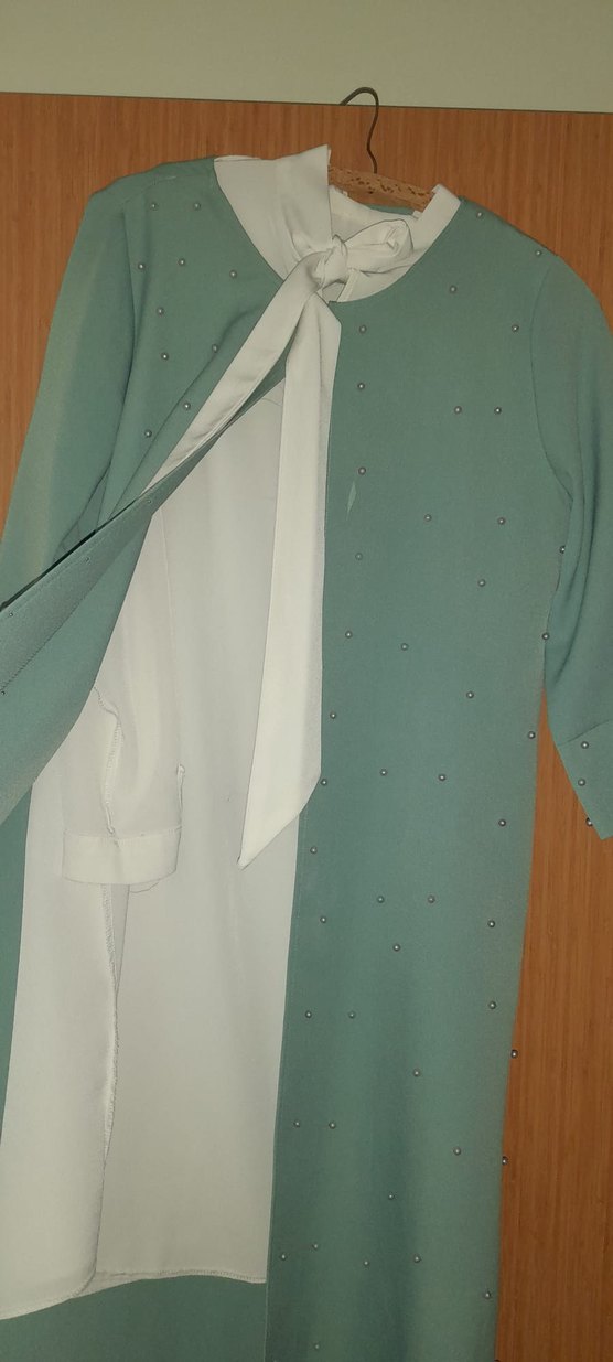 Nakışlı Uzun Kollu Bej Kadın gömlekli tunik/Gömlek - Görsel 3