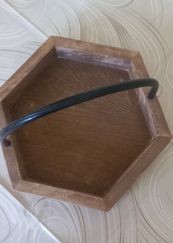 Ahşap Altıgen Sepet Siyah Saplı - Görsel 6