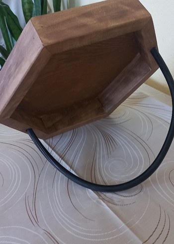 Ahşap Altıgen Sepet Siyah Saplı - Görsel 5