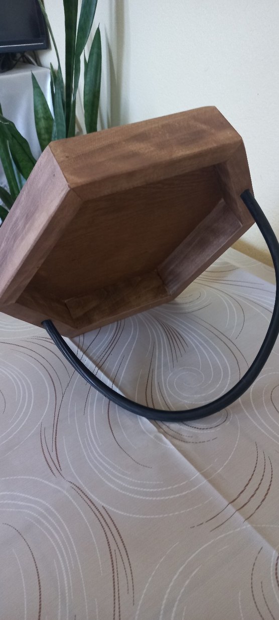 Ahşap Altıgen Sepet Siyah Saplı - Görsel 5