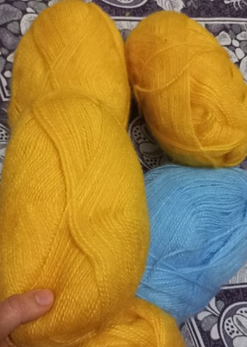Bohem Tarzda Sarı ve Mavi El İşi İplikleri - Görsel 4