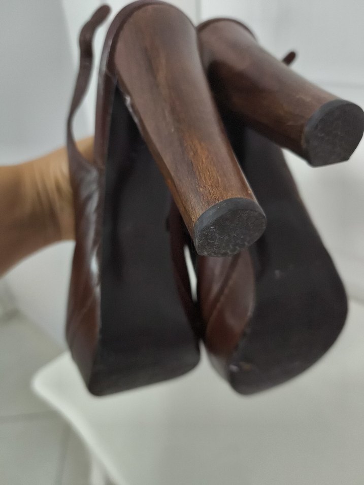 Kadın Kahverengi Deri Dolgu Topuklu Ayakkabı - Görsel 3