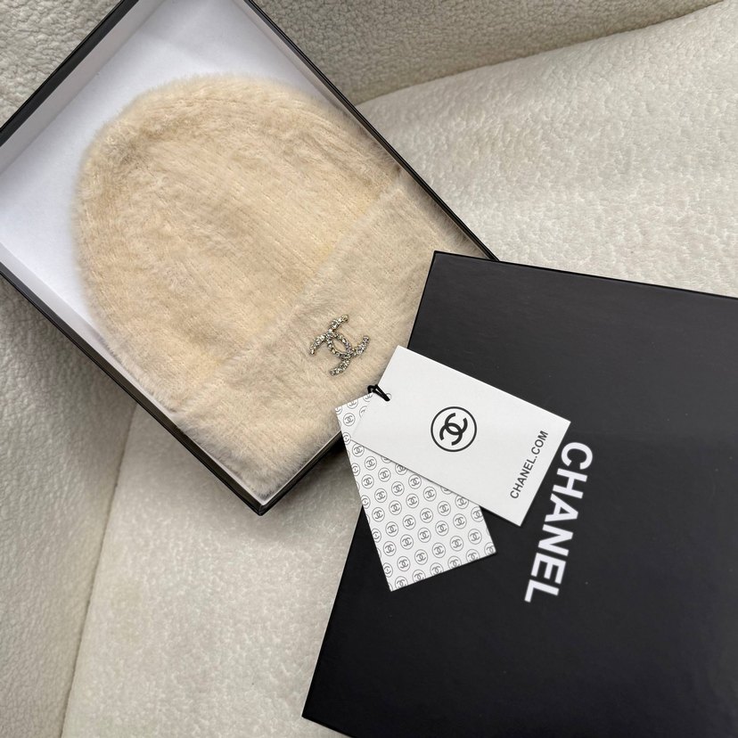 Bej Örgü Chanel Kadın Bere - Görsel 4