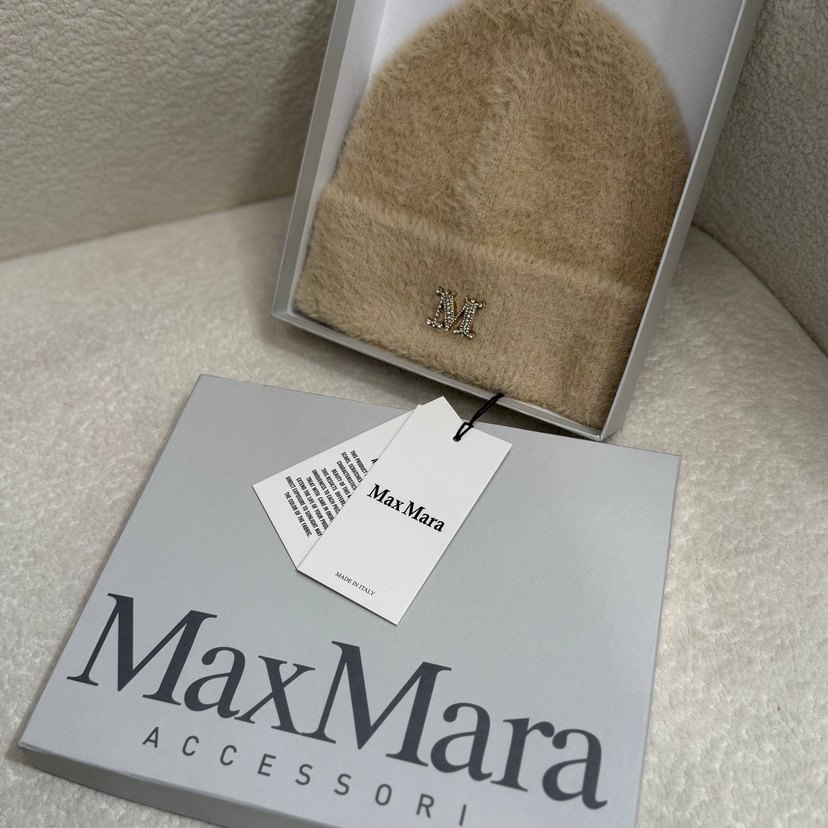 MaxMara Bej Yün Kürklü Kadın Bere - Görsel 5