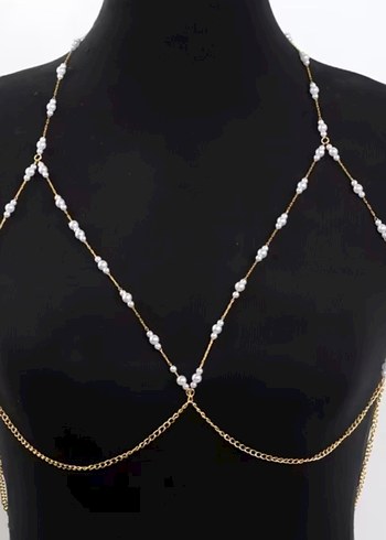 İnci İşlemeli Zincir Detaylı Vücut Aksesuarı - Görsel 2
