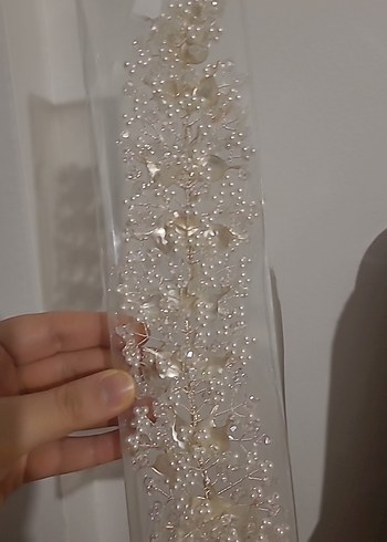 Boncuklu Beyaz Bohem Saç Aksesuarı - Görsel 3