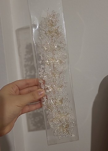 Boncuklu Beyaz Bohem Saç Aksesuarı - Görsel 2