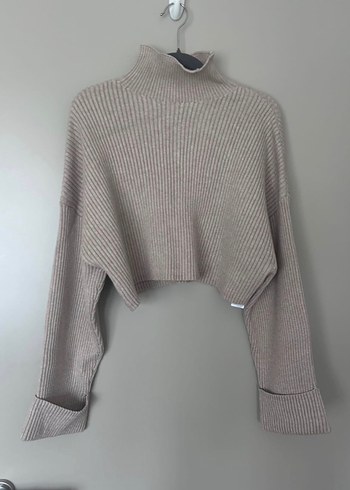 Zara Bej Yarım Balıkçı Yaka Kısa Triko Kazak - Görsel 2