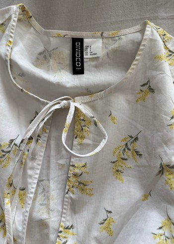 H&M V Yaka Sarı Pamuk Bluz - Görsel 3