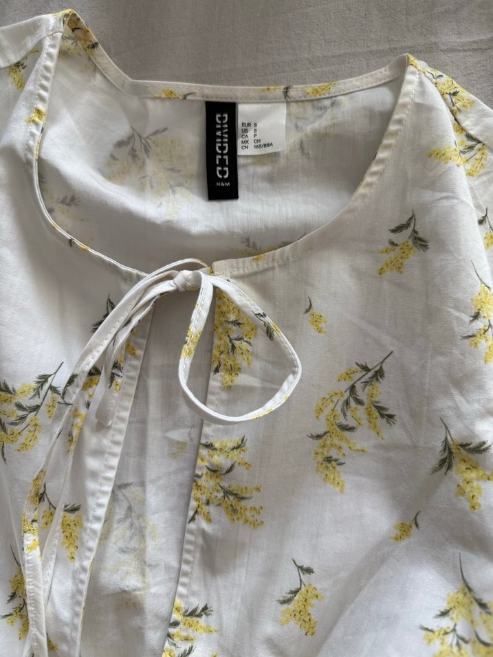 H&M V Yaka Sarı Pamuk Bluz - Görsel 3