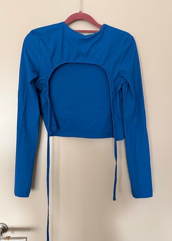 Mavi Uzun Kollu Crop Top - LES BENJAMINS - Görsel 3