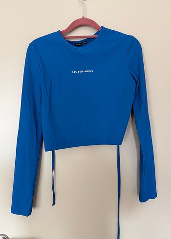 Mavi Uzun Kollu Crop Top - LES BENJAMINS - Görsel 2