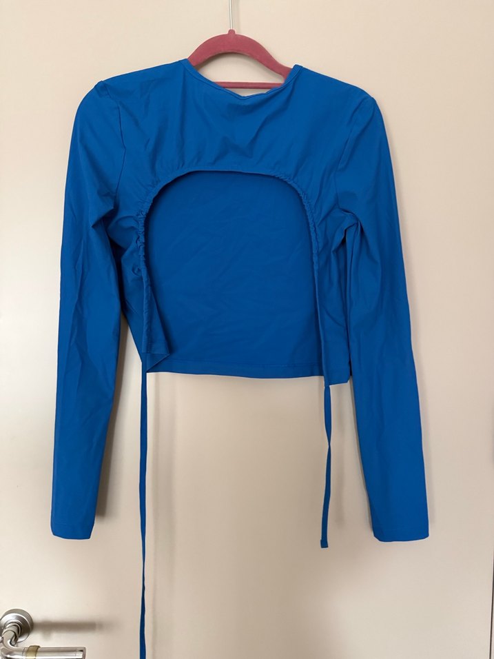 Mavi Uzun Kollu Crop Top - LES BENJAMINS - Görsel 3