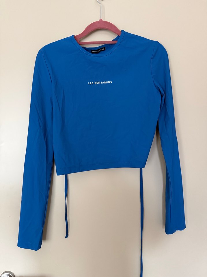 Mavi Uzun Kollu Crop Top - LES BENJAMINS - Görsel 2