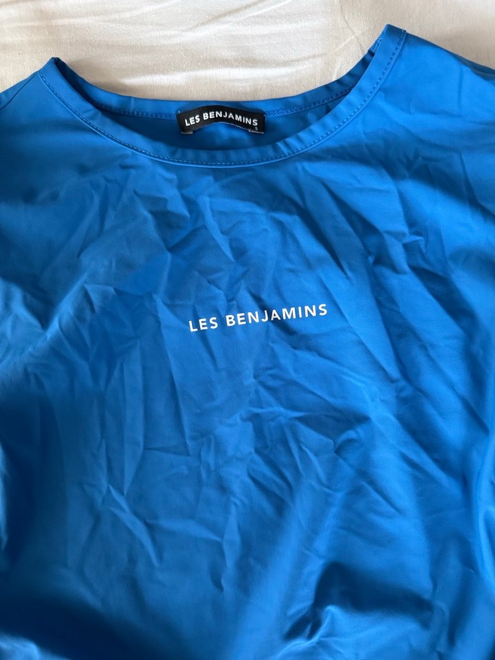 Mavi Uzun Kollu Crop Top - LES BENJAMINS - Görsel 4