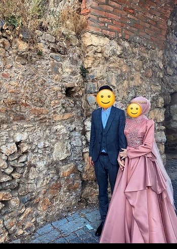 Pembe Nakışlı Uzun Kollu Tesettür Kına Elbisesi - Görsel 2