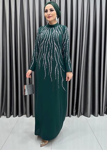 Kadın Uzun Payetli Nakışlı Elbise - Görsel 5