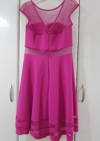 38 Beden Pembe Midi Abiye Elbise V Yaka