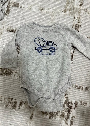 Gri Uzun Kollu Örme Bebek Body