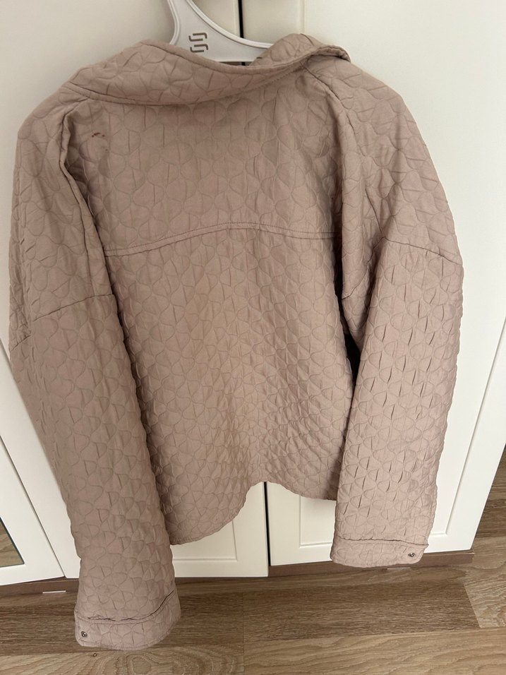 Bej Düğmeli Kadın Keten Ceket - Görsel 3