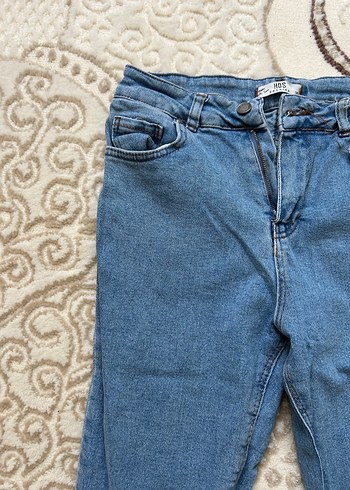 Mavi Bol Kesim Midi Kadın Kot Pantolon - Görsel 3