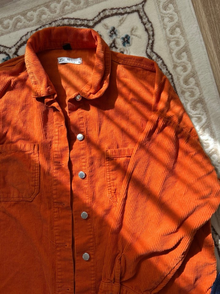 Düğmeli Kahverengi Keten Kadın Gömlek - Görsel 2