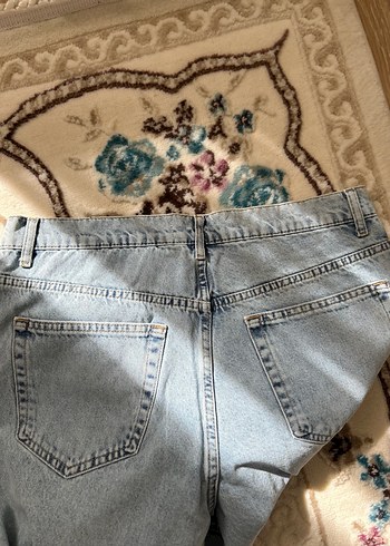 Düğmeli Gri Kadın Bol Kesim Denim Pantolon - Görsel 7