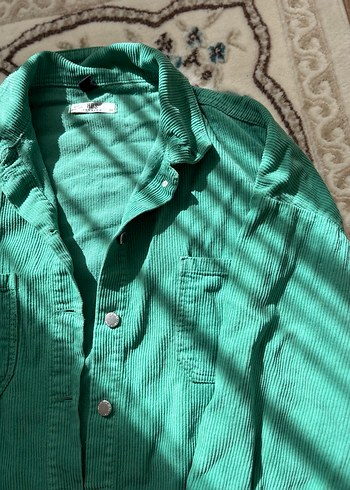 Yeşil Düğmeli Keten Kadın Gömlek - Görsel 2