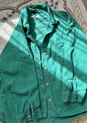 Yeşil Düğmeli Keten Kadın Gömlek - Görsel 3