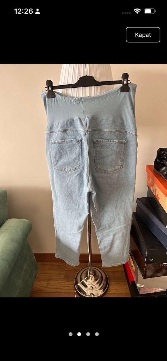 Mavi Hamile Kot Pantolon Rahat Kesim - Görsel 2