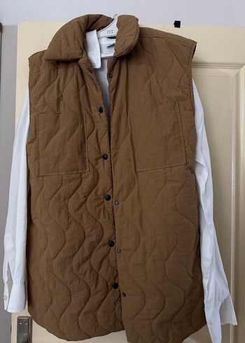 Düğmeli Kahverengi Kolsuz Midi Yelek - Görsel 2