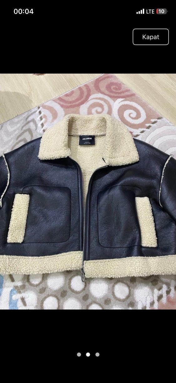 Kürklü Siyah Deri Kadın Ceket - Görsel 2