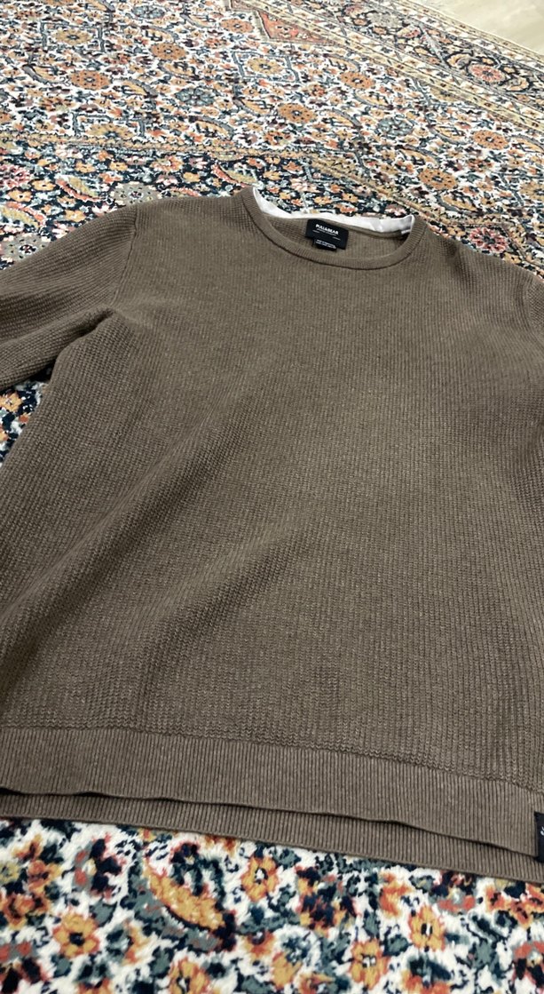 Erkek Kahverengi Triko Yuvarlak Yaka Kazak - Görsel 2