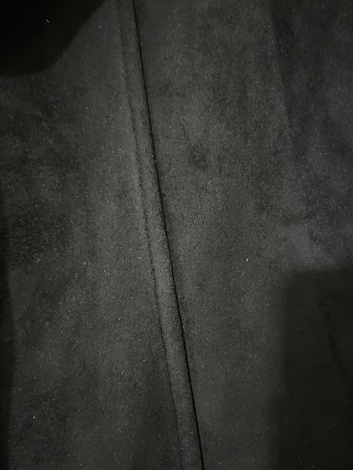 Uzun Siyah süet Kadın Kaban - Görsel 3