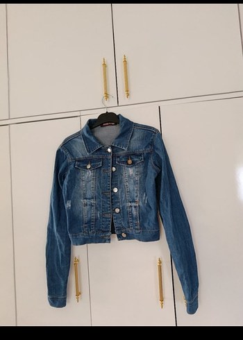 Düğmeli Mavi Kadın Kot Ceket - Görsel 3