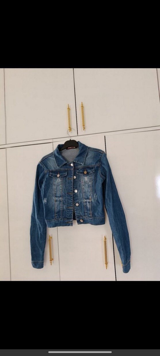 Düğmeli Mavi Kadın Kot Ceket - Görsel 3